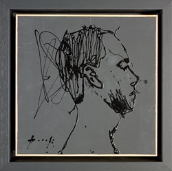 Dan & Dora Diptych I by Christian Hook - Black on Black Sketch sized 12x12 inches. Available from Whitewall Galleries